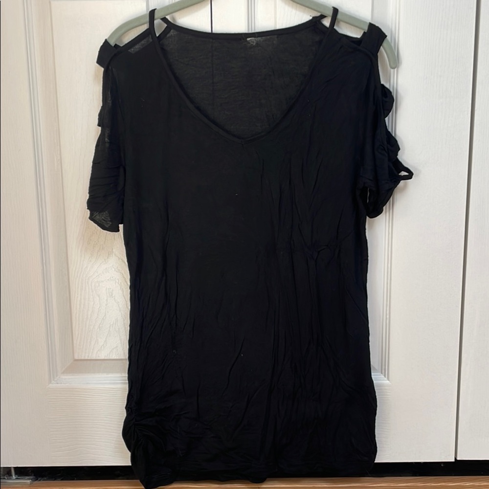 Black Cold Shoulder Top
